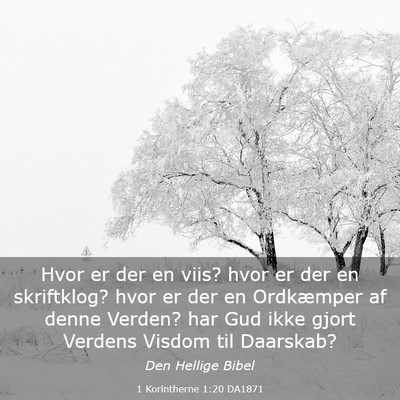 Picture 03 - 1 Korintherne 1:20 DA1871 - Hvor er der en viis? hvor er der en skriftklog? - Bible Verse Picture