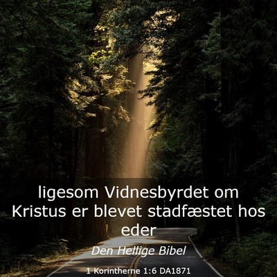 Picture 03 - 1 Korintherne 1:6 DA1871 - ligesom Vidnesbyrdet om Kristus er blevet - Bible Verse Picture