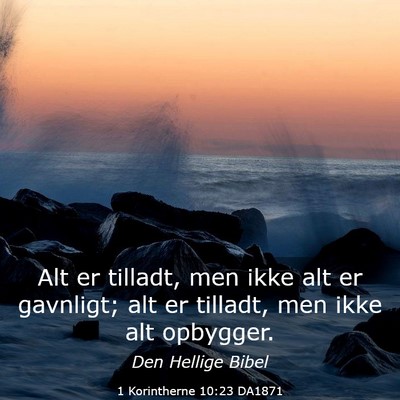 Picture 03 - 1 Korintherne 10:23 DA1871 - Alt er tilladt, men ikke alt er gavnligt; alt er - Bible Verse Picture