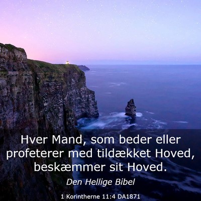 Picture 03 - 1 Korintherne 11:4 DA1871 - Hver Mand, som beder eller profeterer med - Bible Verse Picture