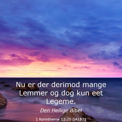 Picture 03 - 1 Korintherne 12:20 DA1871 - Nu er der derimod mange Lemmer og dog kun eet - Bible Verse Picture