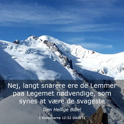 Picture 03 - 1 Korintherne 12:22 DA1871 - Nej, langt snarere ere de Lemmer paa Legemet - Bible Verse Picture
