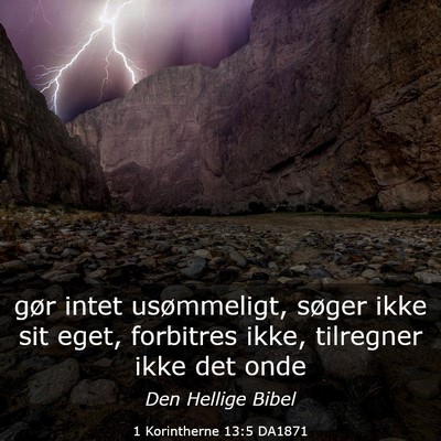 Picture 03 - 1 Korintherne 13:5 DA1871 - gør intet usømmeligt, søger ikke sit eget, - Bible Verse Picture