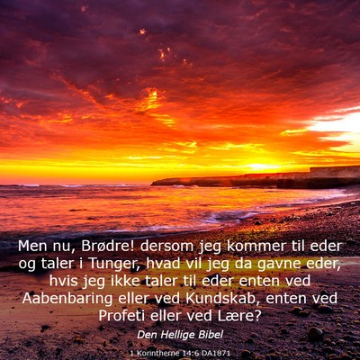 Picture 03 - 1 Korintherne 14:6 DA1871 - Men nu, Brødre! dersom jeg kommer til eder og - Bible Verse Picture