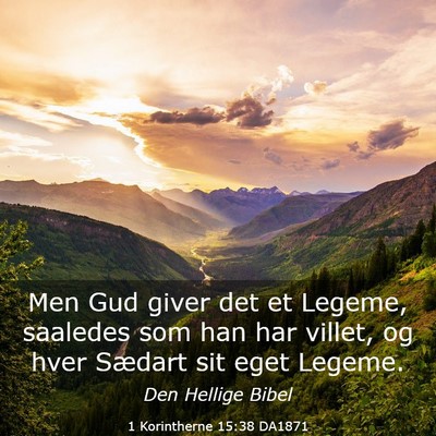 Picture 03 - 1 Korintherne 15:38 DA1871 - Men Gud giver det et Legeme, saaledes som han har - Bible Verse Picture