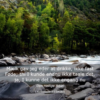 Picture 03 - 1 Korintherne 3:2 DA1871 - Mælk gav jeg eder at drikke, ikke fast Føde; - Bible Verse Picture