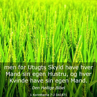 Picture 03 - 1 Korintherne 7:2 DA1871 - men for Utugts Skyld have hver Mand sin egen - Bible Verse Picture