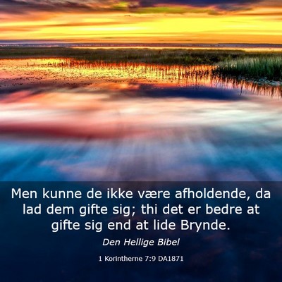 Picture 03 - 1 Korintherne 7:9 DA1871 - Men kunne de ikke være afholdende, da lad dem - Bible Verse Picture