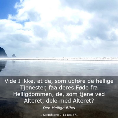 Picture 03 - 1 Korintherne 9:13 DA1871 - Vide I ikke, at de, som udføre de hellige - Bible Verse Picture