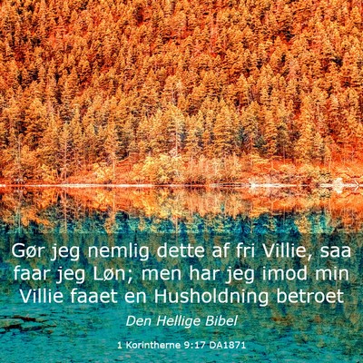 Picture 03 - 1 Korintherne 9:17 DA1871 - Gør jeg nemlig dette af fri Villie, saa faar jeg - Bible Verse Picture