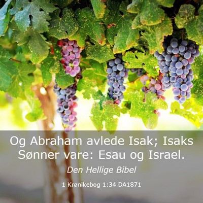 Picture 03 - 1 Krønikebog 1:34 DA1871 - Og Abraham avlede Isak; Isaks Sønner vare: Esau - Bible Verse Picture