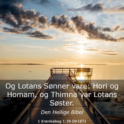 Picture 03 - 1 Krønikebog 1:39 DA1871 - Og Lotans Sønner vare: Hori og Homam, og Thimna - Bible Verse Picture