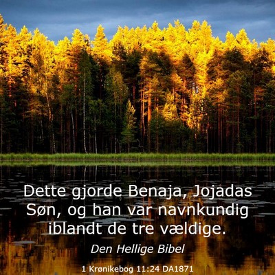 Picture 03 - 1 Krønikebog 11:24 DA1871 - Dette gjorde Benaja, Jojadas Søn, og han var - Bible Verse Picture
