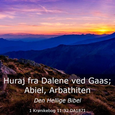Picture 03 - 1 Krønikebog 11:32 DA1871 - Huraj fra Dalene ved Gaas; Abiel, - Bible Verse Picture