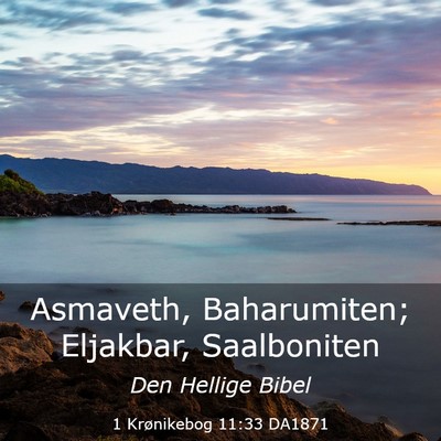 Picture 03 - 1 Krønikebog 11:33 DA1871 - Asmaveth, Baharumiten; Eljakbar, - Bible Verse Picture