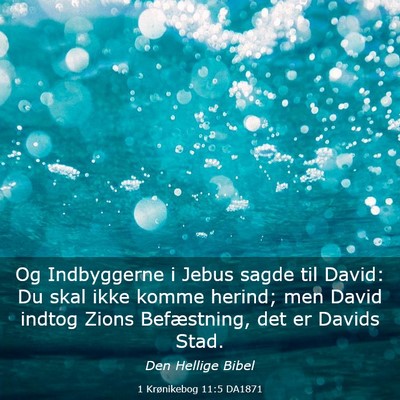 Picture 03 - 1 Krønikebog 11:5 DA1871 - Og Indbyggerne i Jebus sagde til David: Du skal - Bible Verse Picture