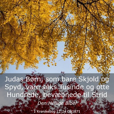 Picture 03 - 1 Krønikebog 12:24 DA1871 - Judas Børn, som bare Skjold og Spyd, vare seks - Bible Verse Picture