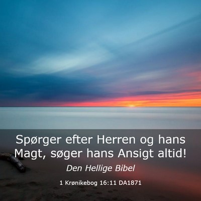 Picture 03 - 1 Krønikebog 16:11 DA1871 - Spørger efter Herren og hans Magt, søger hans - Bible Verse Picture