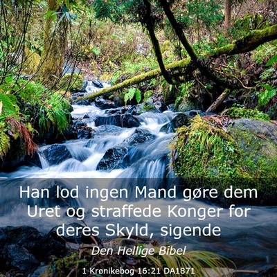 Picture 03 - 1 Krønikebog 16:21 DA1871 - Han lod ingen Mand gøre dem Uret og straffede - Bible Verse Picture