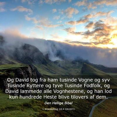Picture 03 - 1 Krønikebog 18:4 DA1871 - Og David tog fra ham tusinde Vogne og syv Tusinde - Bible Verse Picture
