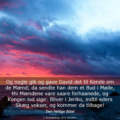Picture 03 - 1 Krønikebog 19:5 DA1871 - Og nogle gik og gave David det til Kende om de - Bible Verse Picture
