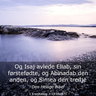 Picture 03 - 1 Krønikebog 2:13 DA1871 - Og Isaj avlede Eliab, sin førstefødte, og - Bible Verse Picture
