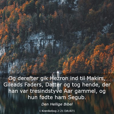 Picture 03 - 1 Krønikebog 2:21 DA1871 - Og derefter gik Hezron ind til Makirs, Gileads - Bible Verse Picture