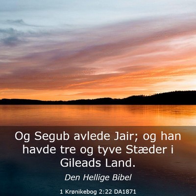 Picture 03 - 1 Krønikebog 2:22 DA1871 - Og Segub avlede Jair; og han havde tre og tyve - Bible Verse Picture