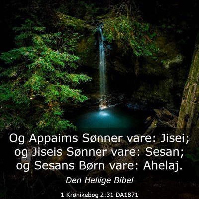 Picture 03 - 1 Krønikebog 2:31 DA1871 - Og Appaims Sønner vare: Jisei; og Jiseis Sønner - Bible Verse Picture