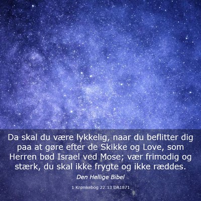 Picture 03 - 1 Krønikebog 22:13 DA1871 - Da skal du være lykkelig, naar du beflitter dig - Bible Verse Picture