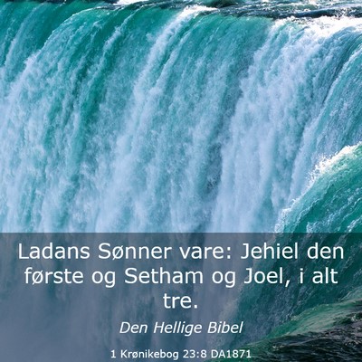 Picture 03 - 1 Krønikebog 23:8 DA1871 - Ladans Sønner vare: Jehiel den første og Setham - Bible Verse Picture