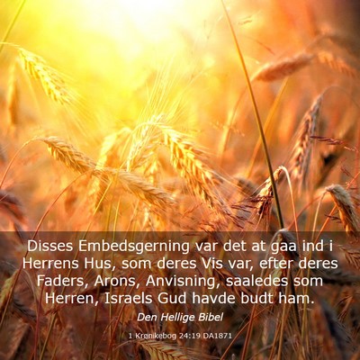Picture 03 - 1 Krønikebog 24:19 DA1871 - Disses Embedsgerning var det at gaa ind i Herrens - Bible Verse Picture