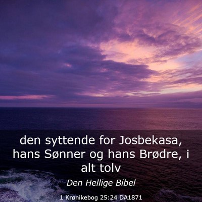 Picture 03 - 1 Krønikebog 25:24 DA1871 - den syttende for Josbekasa, hans Sønner og hans - Bible Verse Picture