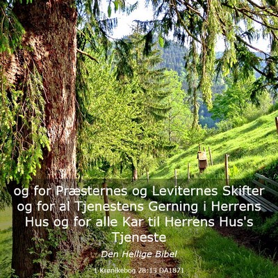 Picture 03 - 1 Krønikebog 28:13 DA1871 - og for Præsternes og Leviternes Skifter og for - Bible Verse Picture