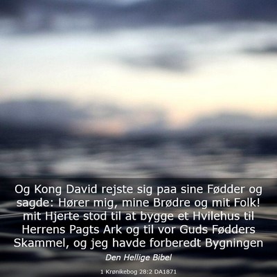Picture 03 - 1 Krønikebog 28:2 DA1871 - Og Kong David rejste sig paa sine Fødder og - Bible Verse Picture