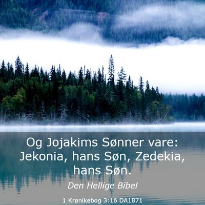 Picture 03 - 1 Krønikebog 3:16 DA1871 - Og Jojakims Sønner vare: Jekonia, hans Søn, - Bible Verse Picture
