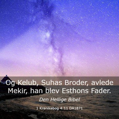 Picture 03 - 1 Krønikebog 4:11 DA1871 - Og Kelub, Suhas Broder, avlede Mekir, han blev - Bible Verse Picture