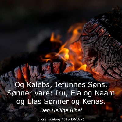 Picture 03 - 1 Krønikebog 4:15 DA1871 - Og Kalebs, Jefunnes Søns, Sønner vare: Iru, Ela - Bible Verse Picture