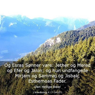 Picture 03 - 1 Krønikebog 4:17 DA1871 - Og Esras Sønner vare: Jether og Mered og Efer og - Bible Verse Picture