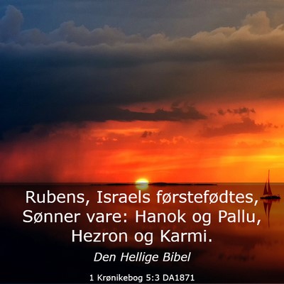 Picture 03 - 1 Krønikebog 5:3 DA1871 - Rubens, Israels førstefødtes, Sønner vare: - Bible Verse Picture