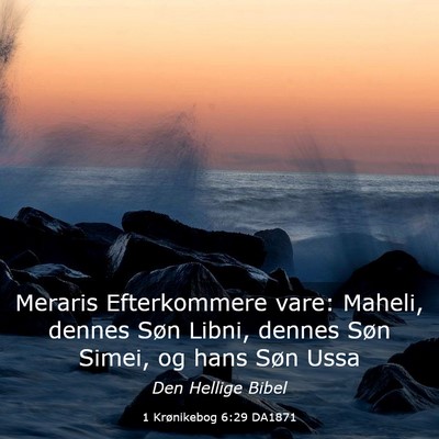 Picture 03 - 1 Krønikebog 6:29 DA1871 - Meraris Efterkommere vare: Maheli, dennes Søn - Bible Verse Picture