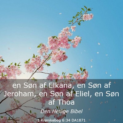 Picture 03 - 1 Krønikebog 6:34 DA1871 - en Søn af Elkana, en Søn af Jeroham, en Søn af - Bible Verse Picture