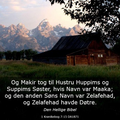 Picture 03 - 1 Krønikebog 7:15 DA1871 - Og Makir tog til Hustru Huppims og Suppims - Bible Verse Picture