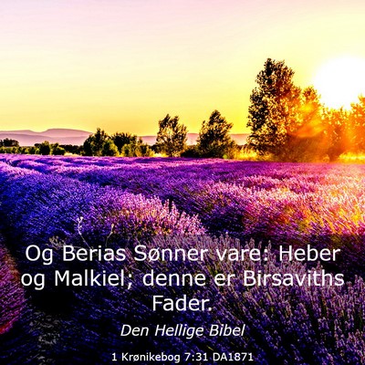Picture 03 - 1 Krønikebog 7:31 DA1871 - Og Berias Sønner vare: Heber og Malkiel; denne - Bible Verse Picture