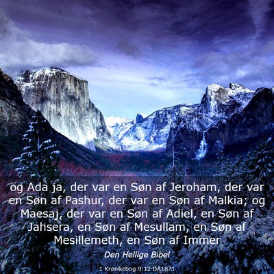 Picture 03 - 1 Krønikebog 9:12 DA1871 - og Ada ja, der var en Søn af Jeroham, der var en - Bible Verse Picture
