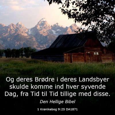 Picture 03 - 1 Krønikebog 9:25 DA1871 - Og deres Brødre i deres Landsbyer skulde komme - Bible Verse Picture