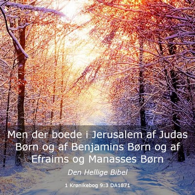 Picture 03 - 1 Krønikebog 9:3 DA1871 - Men der boede i Jerusalem af Judas Børn og af - Bible Verse Picture