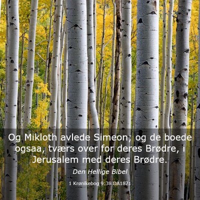 Picture 03 - 1 Krønikebog 9:38 DA1871 - Og Mikloth avlede Simeon; og de boede ogsaa, - Bible Verse Picture