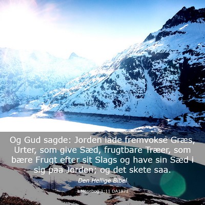 Picture 03 - 1 Mosebog 1:11 DA1871 - Og Gud sagde: Jorden lade fremvokse Græs, Urter, - Bible Verse Picture