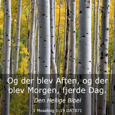 Picture 03 - 1 Mosebog 1:19 DA1871 - Og der blev Aften, og der blev Morgen, fjerde - Bible Verse Picture